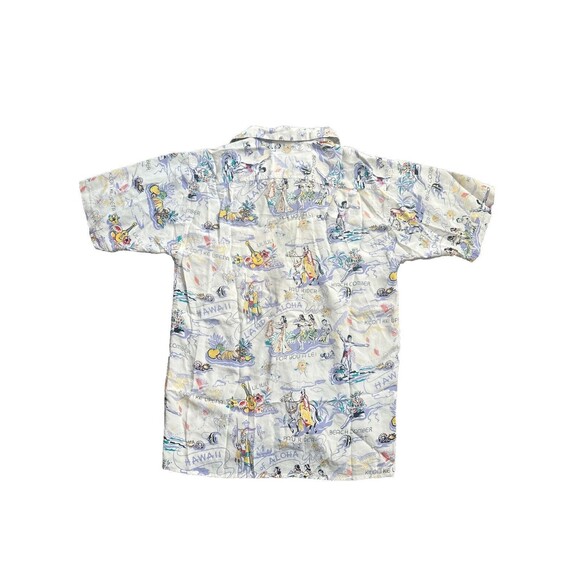 VTG Avanti Silk Hawaiian Shirt kiloi i ke upena Pa’u Rider uliuli Beach Comber S - Picture 9 of 13